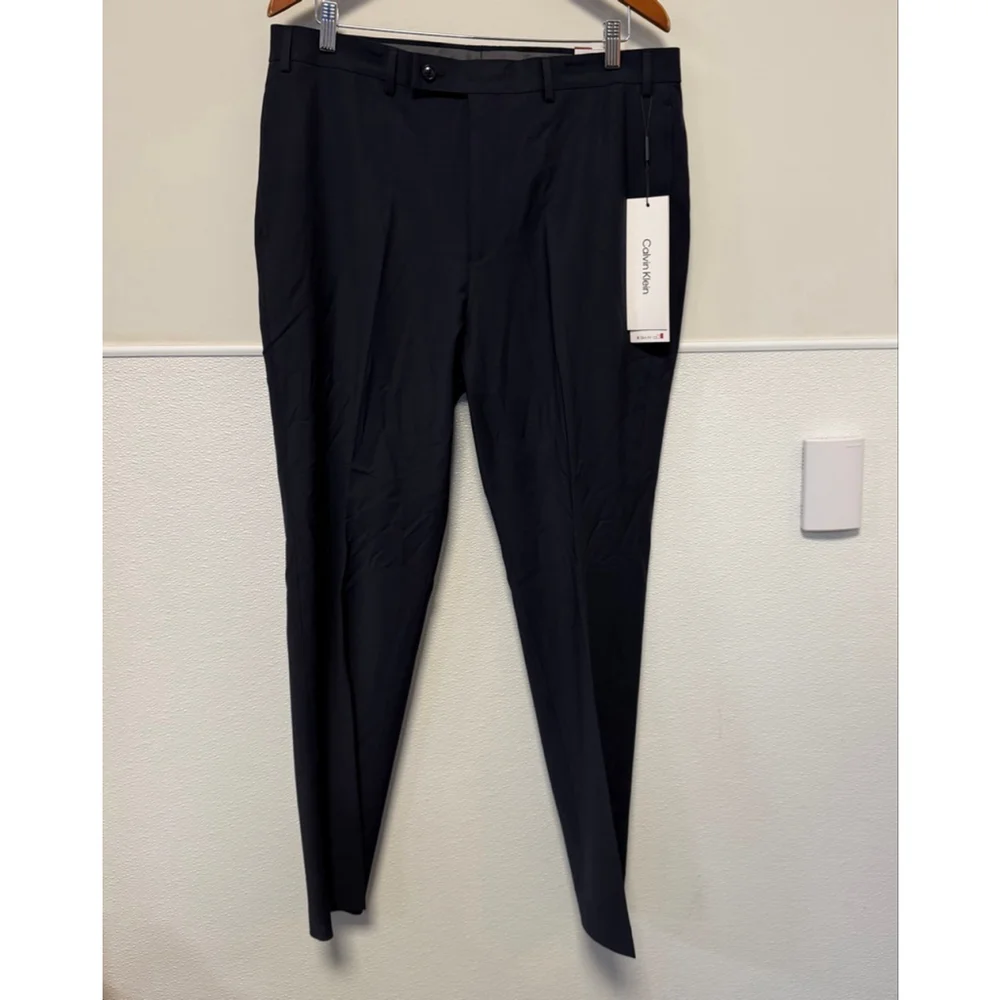Calvin Klein Navy Slim Fit Men’s Dress Pants Jerome 36W x 32L NEW NWT MSRP: $190